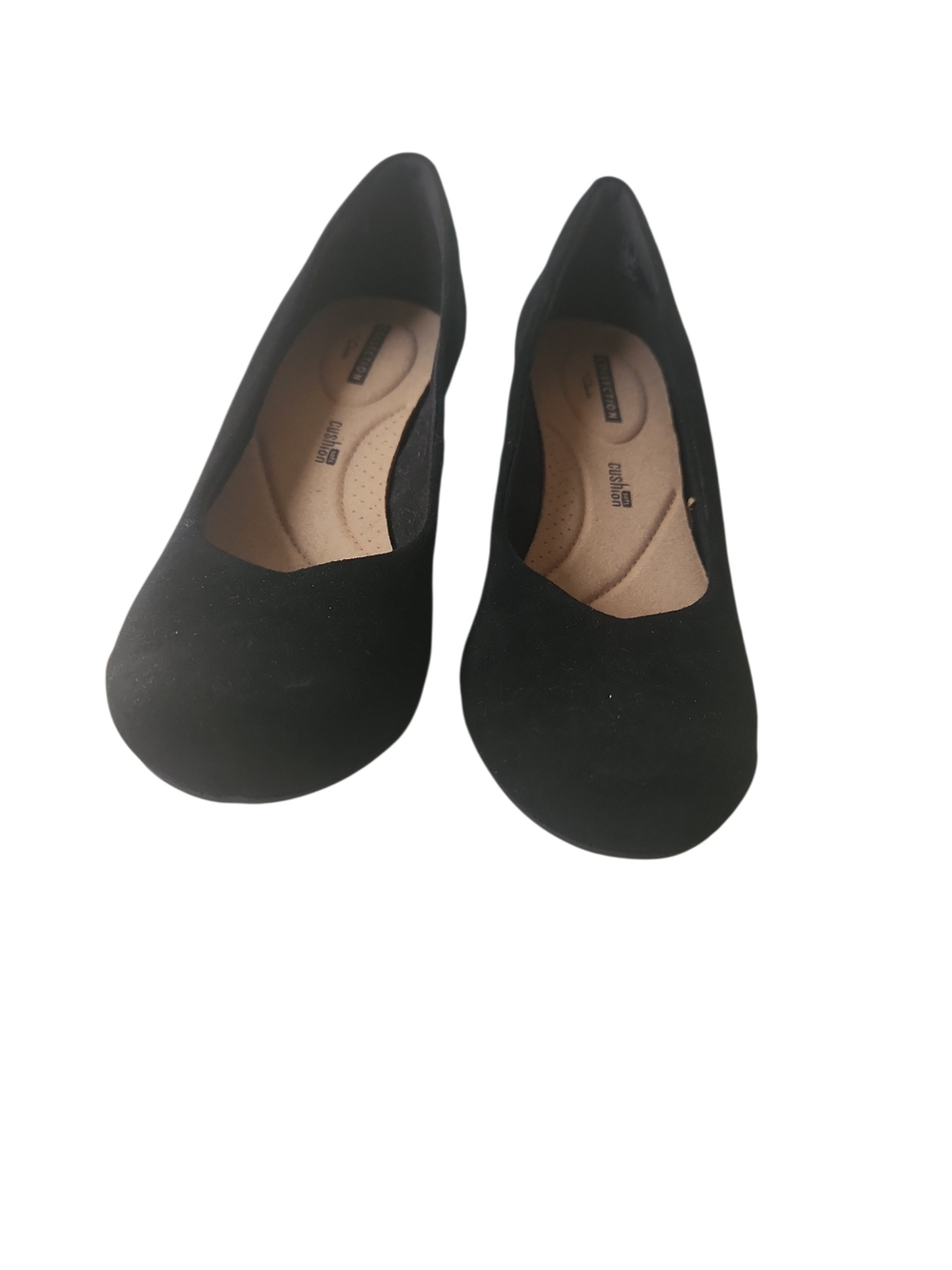 Clarks Flores Tulip Clarks Collection Black Suede Wedge OrthoLite Heel Size 9